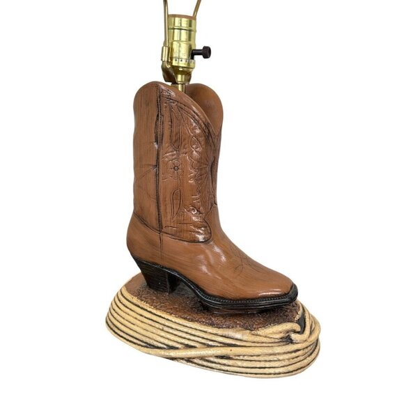 Vintage Mid-Century Retro Cowboy Western Brown Ceramic Heavy Table Lamp 21.3" Ta - Picture 6 of 10
